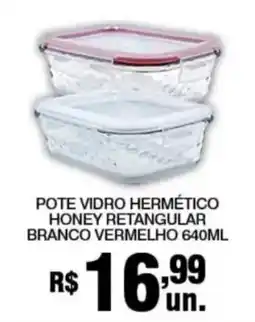 Alvorada Supermercados pote vidro hermético honey retangular branco vermelho oferta
