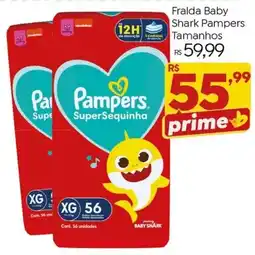 Brasão Supermercados Fralda baby shark pampers tamanhos oferta