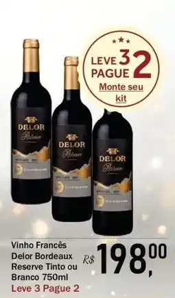 Festval Vinho Francês Delor Bordeaux Reserve Tinto ou Branco oferta