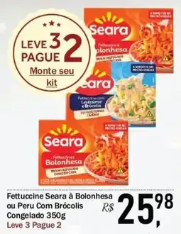 Festval Fettuccine seara à bolonhesa ou peru com brócolis oferta