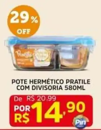 Pinheiro Supermercado pote hermético pratile com divisoria oferta