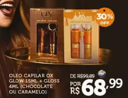 Pinheiro Supermercado oleo capilar ox glow 15ml + gloss 4ml (chocolate ou caramelo) oferta