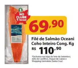 Supermercados Tischler Filé de Salmão Oceani Coho Inteiro oferta