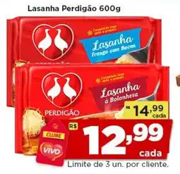 Rede Vivo Lasanha perdigão frango com bacon oferta