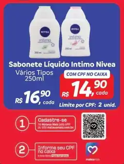 Supermercados Mateus Sabonete Líquido Intimo Nivea oferta
