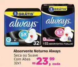 Supermercados Mateus Absorvente Noturno Always Seca ou Suave Com Abas oferta