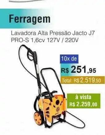 Copercana Lavadora Alta Pressão Jacto J7 Pro-s 1.6cv 127v 220v Ferragem oferta
