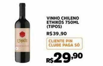 Pinheiro Supermercado Vinho Chileno Ethikós oferta