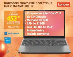 Lojas Cem Notebook lenovo intel® core™ i5-13 8gb 512gb ssd 15irh10 oferta