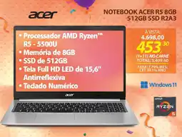 Lojas Cem Notebook acer r5 8gb 512gb ssd r2a3 oferta