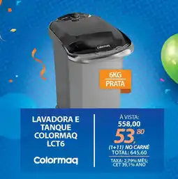 Lojas Cem Lavadora e tanque colormaq lct6 oferta