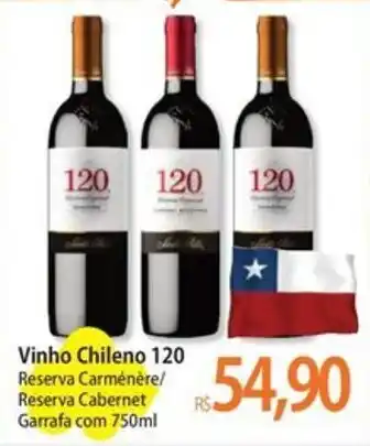 Vinho chileno 120 reserva carmenere/ reserva cabernet