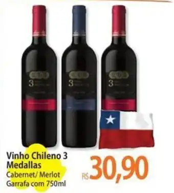 Atacadão Vinho chileno 3 medallas oferta