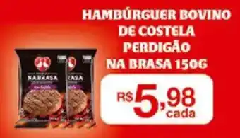 Hambúrguer bovino de costela perdigão na brasa