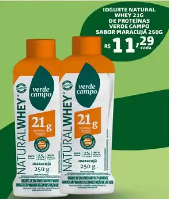 Iogurte natural whey 21g de proteínas verde campo sabor maracujá