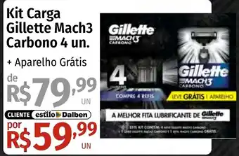 Supermercado Dalben Kit Carga Gillette Mach3 Carbono oferta