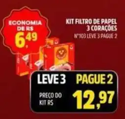 Spasso Sabores kit filtro de papel 3 corações oferta
