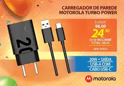 Lojas Cem Carregador de parede motorola turbo power oferta