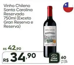 Master Supermercados Vinho chileno santa carolina reservado oferta
