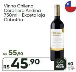 Master Supermercados Vinho Chileno Cordillera Andina oferta