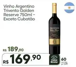 Master Supermercados Vinho Argentino Trivento Golden Reserve oferta