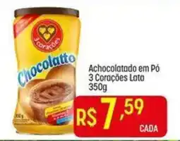 Muffato Achocolatado em pó 3 corações lata oferta