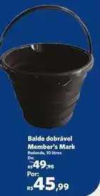 Sam's Club Member's mark - balde dobrável oferta