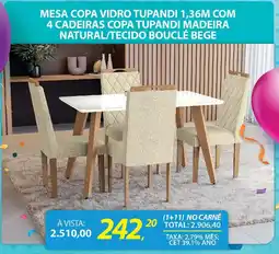 Lojas Cem Mesa copa vidro tupandi 1,36m oferta