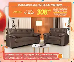 Lojas Cem Estofado dallas tecido marrom oferta