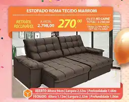 Lojas Cem Estofado roma tecido marrom oferta