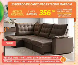 Lojas Cem Estofado de canto vegas tecido marrom oferta