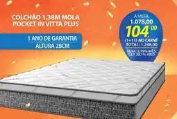Lojas Cem Colchão 1,38m mola pocket in vitta plus oferta
