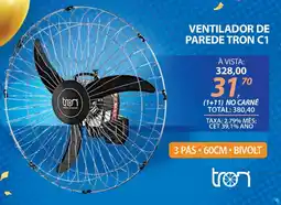 Lojas Cem Ventilador de parede tron c1 oferta