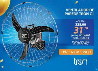 Lojas Cem Ventilador de parede tron c1 oferta