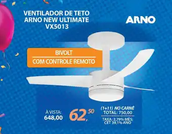 Lojas Cem Ventilador de teto arno new ultimate vx5013 oferta