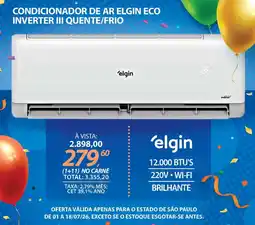 Lojas Cem Condicionador de ar elgin eco inverter III quente/frio oferta