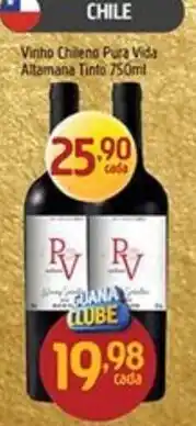 Supermercados Guanabara Vinho chileno pura vida altamana tinto oferta