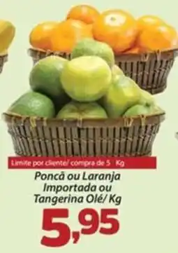 Confiança Supermercados Poncã ou Laranja Importada ou Tangerina Olé oferta