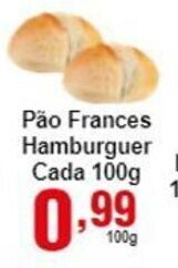 Rossi Supermercado Pao Frances Hamburguer cada 100g oferta