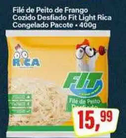Rede Supermarket Filé de Peito de Frango Cozido Desfiado Fit Light Rica Congelado Pacote - 400g oferta