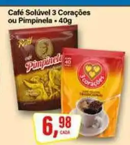 Rede Supermarket Café Solúvel 3 Corações ou Pimpinela oferta