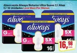 Rede Supermarket Absorvente Always Noturno Ultra Suave C/ Abas C/ 16 Unidades oferta
