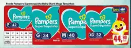 Rede Supermarket Fralda Pampers Supersequinho Baby Shark Mega Tamanhos oferta