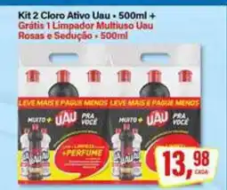 Rede Supermarket Kit 2 Cloro Ativo Uau + Grátis 1 Limpador Multiuso Uau Rosas e Sedução oferta