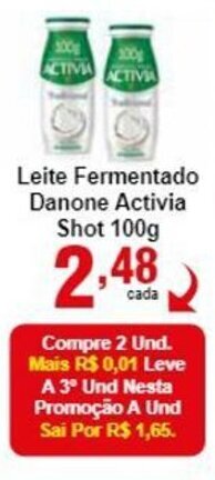 Rossi Supermercado Leite Fermentado Danone Activia Shot 100g oferta