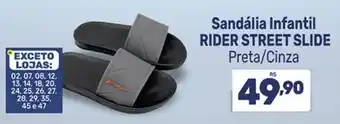 Sandália Infantil Rider Street Slide Preta/Cinza