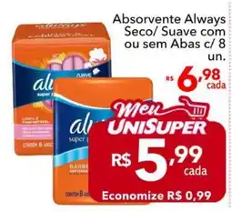 UniSuper Absorvente always seco/ suave com ou sem abas oferta