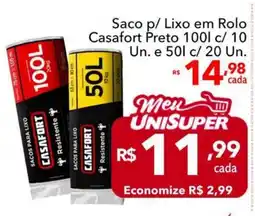 UniSuper Saco p/ Lixo em Rolo Casafort Preto oferta