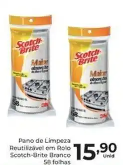 Comercial Esperança Pano de Limpeza Reutilizável em Rolo Scotch-Brite Branco oferta