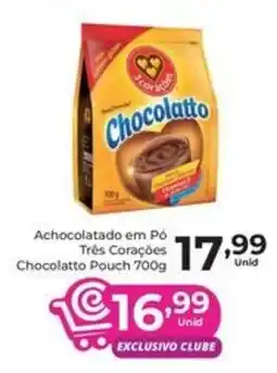 Comercial Esperança Achocolatado em pó três corações chocalatto pouch oferta